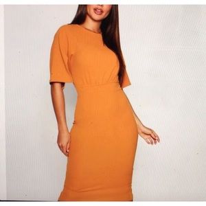 Boohoo Mustard Yellow Midi Dress *NEW*